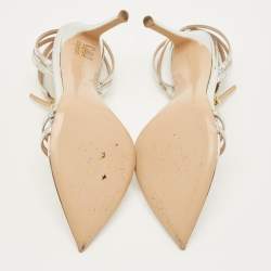 Pre Owned صندل جيانفيتو روسي كيم جلد فضي برباط للكاحل مقاس 37.5