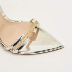 Pre Owned صندل جيانفيتو روسي كيم جلد فضي برباط للكاحل مقاس 37.5