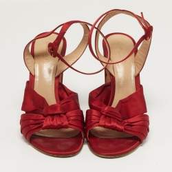 مملوكة مسبقًا Gianvito Rossi Size 41 Red Satin Ankle Knot  Sandals