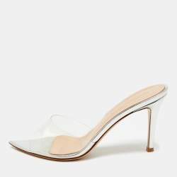 Pre Owned Gianvito Rossi Elle Size 37 Transparent PVC Slide Sandals