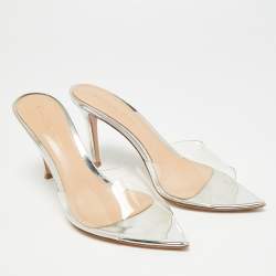 Pre Owned Gianvito Rossi Elle Size 37 Transparent PVC Slide Sandals