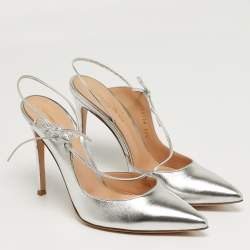 مملوكة مسبقًا Gianvito Rossi 105 Size 39.5 Silver Leather D'orsay Pumps