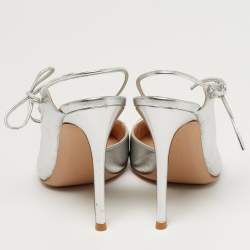 مملوكة مسبقًا Gianvito Rossi 105 Size 39.5 Silver Leather D'orsay Pumps