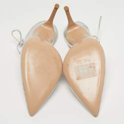 مملوكة مسبقًا Gianvito Rossi 105 Size 39.5 Silver Leather D'orsay Pumps