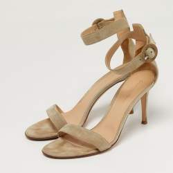 Pre Owned Gianvito Rossi Portofino Size 39 Grey Suede Ankle Strap Sandals