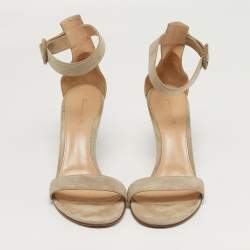 Pre Owned Gianvito Rossi Portofino Size 39 Grey Suede Ankle Strap Sandals