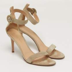 Pre Owned Gianvito Rossi Portofino Size 39 Grey Suede Ankle Strap Sandals