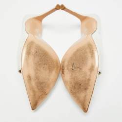 مملوكة مسبقًا Gianvito Rossi Alise Size 38 White Leather Slide Sandals