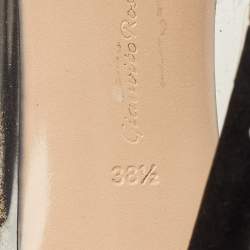 Pre Owned Gianvito Rossi Size 38.5 Black/White Studded Suede and PVC Plexi Pumps 