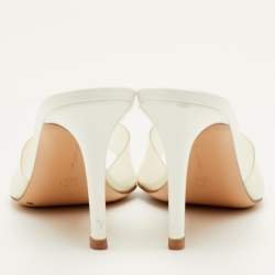 Pre Owned صندل جيانفيتو روسي إيلي أبيض بي في سي مفتوح من الأمام مقاس 36.5