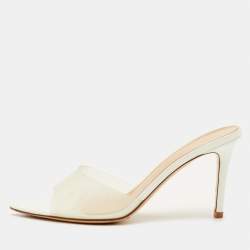 مملوكة مسبقًا Gianvito Rossi Elle Size 36.5 White PVC Slide Sandals