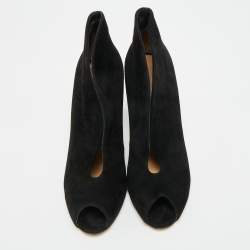 مملوكة مسبقًا حذاء بوتيز جيانفيتو روسي مقدمة مفتوحة سويدي أسود مقاس 37