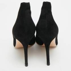 مملوكة مسبقًا حذاء بوتيز جيانفيتو روسي مقدمة مفتوحة سويدي أسود مقاس 37