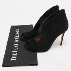 مملوكة مسبقًا حذاء بوتيز جيانفيتو روسي مقدمة مفتوحة سويدي أسود مقاس 37