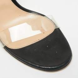 Pre Owned Gianvito Rossi Portofino Size 41 Black Leather and PVC Ankle Strap Sandals