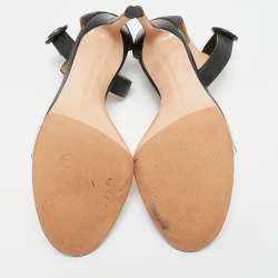 Pre Owned Gianvito Rossi Portofino Size 41 Black Leather and PVC Ankle Strap Sandals