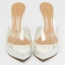 Pre Owned صندل جيانفيتو روسي بيتي بي في سي شفاف مزخرف كريستال نعل سميك مقاس 37.5 