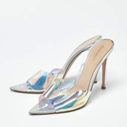 Pre Owned Gianvito Rossi Elle Size 39 Iridescent PVC Slide Sandals