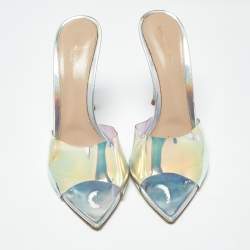 Pre Owned Gianvito Rossi Elle Size 39 Iridescent PVC Slide Sandals