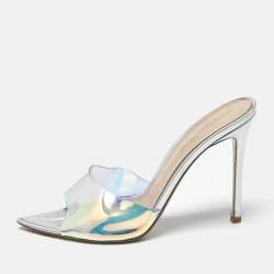 Pre Owned Gianvito Rossi Elle Size 39 Iridescent PVC Slide Sandals