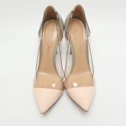 مملوكة مسبقًا حذاء كعب عالي جيانفيتو روسي جلد وبي في سي بورجوندي ميتاليك مقدمة مدببة مقاس 38.5