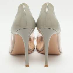 مملوكة مسبقًا حذاء كعب عالي جيانفيتو روسي جلد وبي في سي بورجوندي ميتاليك مقدمة مدببة مقاس 38.5