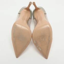 مملوكة مسبقًا حذاء كعب عالي جيانفيتو روسي جلد وبي في سي بورجوندي ميتاليك مقدمة مدببة مقاس 38.5