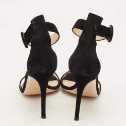 Pre Owned Gianvito Rossi Portofino Size 37 Black Suede Ankle Strap Sandals