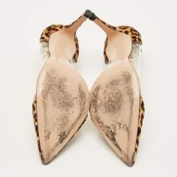 Pre Owned Gianvito Rossi Plexi Size 38 Brown/Transparent Leopard Print Calf Hair and PVC Pumps