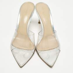 Pre Owned Gianvito Rossi Elle Size 38 Transparent PVC Slide Sandals