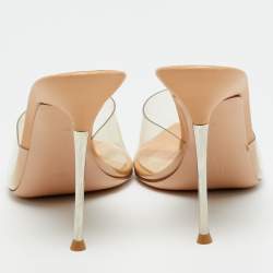 Pre Owned صندل سلايد غينافيتو روسي إللي سويدي بيج لامع مقاس 39