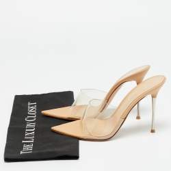 Pre Owned صندل سلايد غينافيتو روسي إللي سويدي بيج لامع مقاس 39