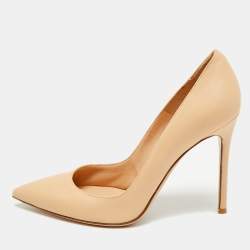Pre Owned Gianvito Rossi Gianvito 105 Size 38.5 Beige Leather Pumps