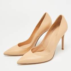 Pre Owned Gianvito Rossi Gianvito 105 Size 38.5 Beige Leather Pumps
