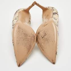 Pre Owned Gianvito Rossi Size 37.5 Multicolour Print Sequin Fabric Pointed Toe Pumps