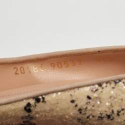 Pre Owned Gianvito Rossi Size 37.5 Multicolour Print Sequin Fabric Pointed Toe Pumps