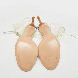 مملوكة مسبقًا صندل جيانفيتو روسي مانهاتن جلد أسود لامع بحزام للكاحل مقاس 38