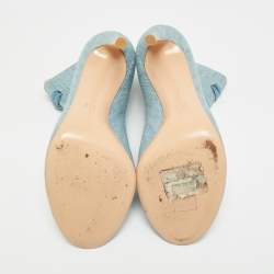 Pre Owned Gianvito Rossi Size 39 Blue Denim Lace Up Open Toe Ankle Length Boots