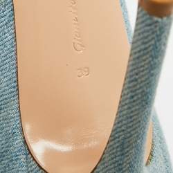 Pre Owned Gianvito Rossi Size 39 Blue Denim Lace Up Open Toe Ankle Length Boots