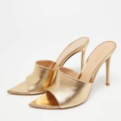 Pre Owned Gianvito Rossi Elle Size 40.5 Metallic Leather Slide Sandals