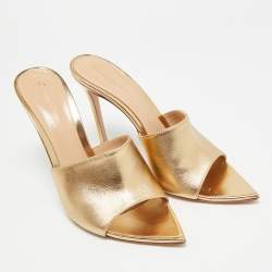 Pre Owned Gianvito Rossi Elle Size 40.5 Metallic Leather Slide Sandals