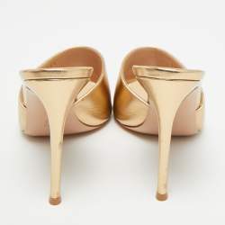 Pre Owned Gianvito Rossi Elle Size 40.5 Metallic Leather Slide Sandals