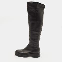 مملوكة مسبقًا Gianvito Rossi Moka Size 37.5 Black Leather Knee Length Boots