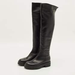 مملوكة مسبقًا Gianvito Rossi Moka Size 37.5 Black Leather Knee Length Boots