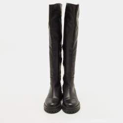 مملوكة مسبقًا Gianvito Rossi Moka Size 37.5 Black Leather Knee Length Boots