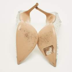 Pre Owned Gianvito Rossi Halley Size 38 Transparent/Silver Patent Leather and PVC Crystal Embellished Pumps