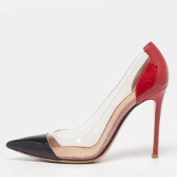 Pre Owned Gianvito Rossi Plexi Size 39.5 Tricolor Patent Leather and PVC Pumps