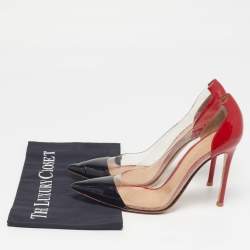 Pre Owned Gianvito Rossi Plexi Size 39.5 Tricolor Patent Leather and PVC Pumps