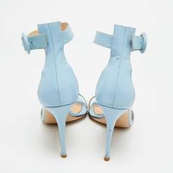 Pre Owned Gianvito Rossi Portofino Size 39.5 Blue Leather Ankle Strap Sandals