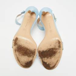 Pre Owned Gianvito Rossi Portofino Size 39.5 Blue Leather Ankle Strap Sandals